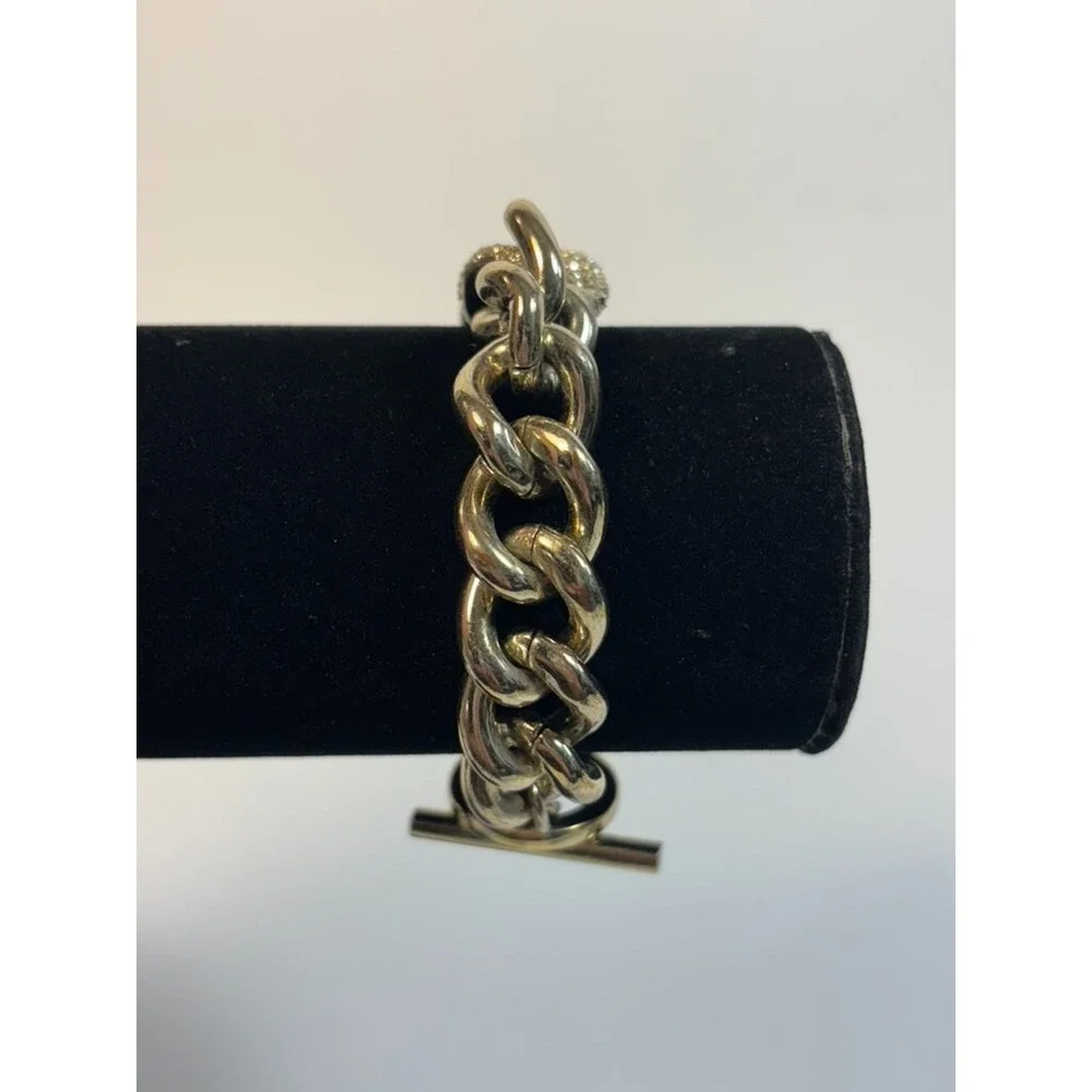 Chain‎ Bracelet in Gold Tone with Rhinestone Detail Chunky Retro Maximalist